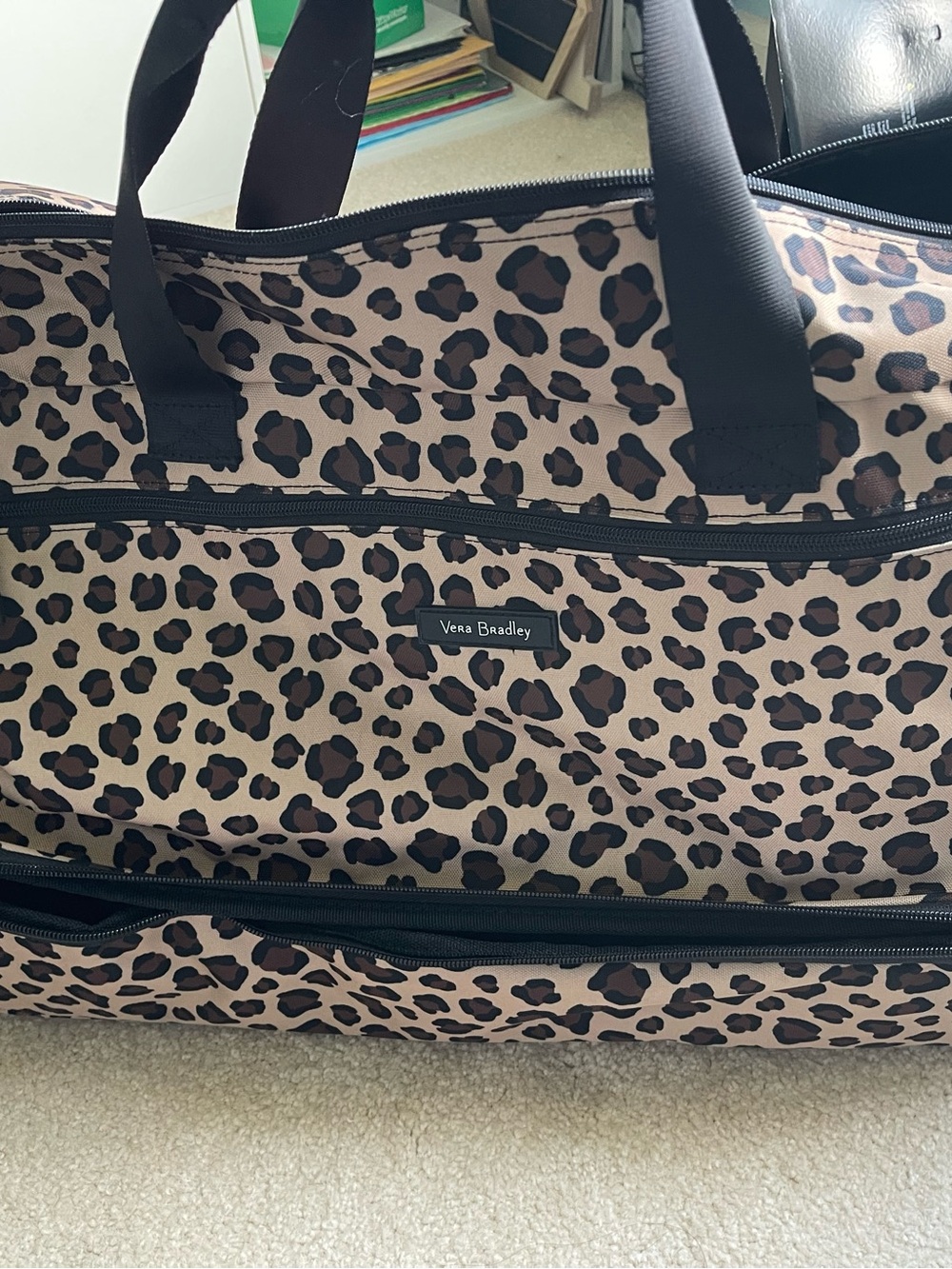 Vera Bradley Leopard Print Travel Bag in Brown and Black